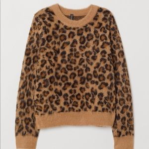 H&M leopard fuzzy sweater